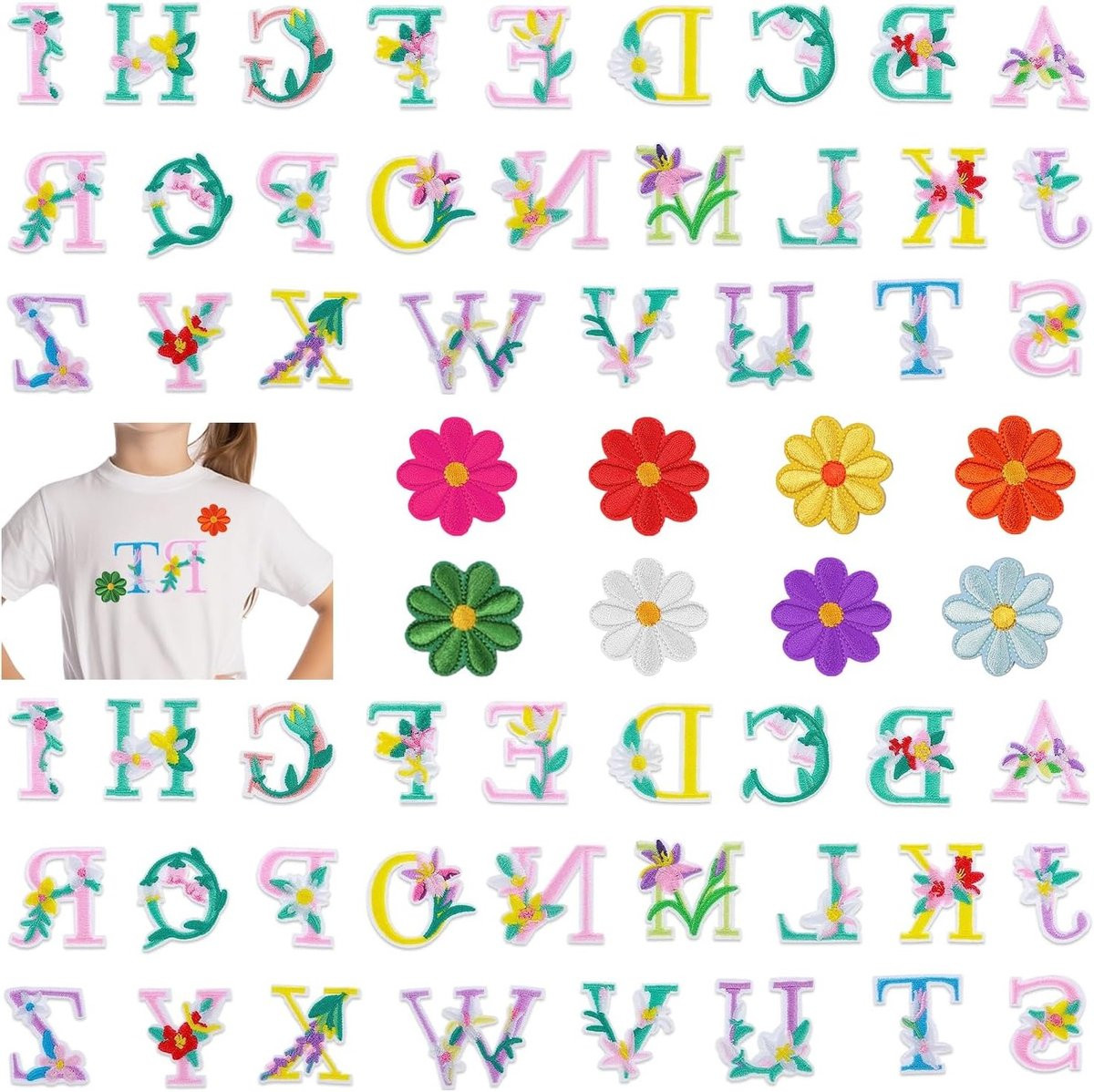 Chenille Strijkletters Patches - 60 Stuks voor Creatieve DIY Projecten en Kledingdecoratie