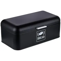 Relaxdays Retro Brotkasten mit Deckel & Griff Schwarz,Silber