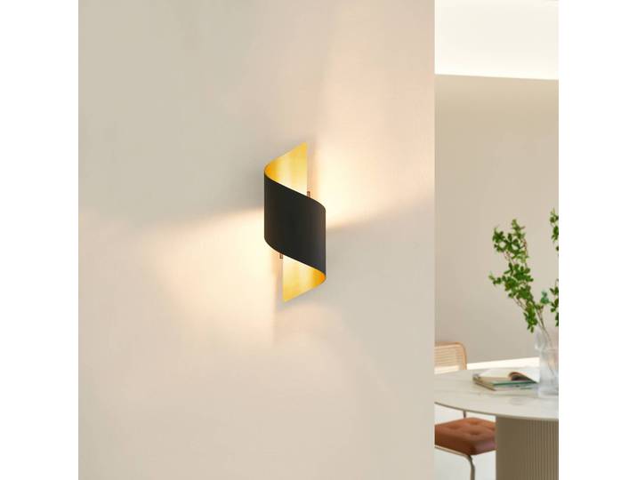 Wandlampe Desirio Lindby, dimmbar, schwarz, für Schlafzimmer, Metall, Modern, Wandleuchte, Wandlampe Innen
