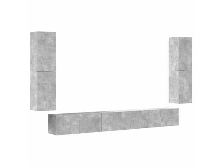 Todiikf 7-TLG. TV-Schrank-Set Betongrau Hängendes Lowboard Wandboard Platzsparendes Wand-Lowboard Set in Betongrau für Wohnzimmer und Schlafzimmer mit reichlich Stauraum aus Holzwerkstoff.