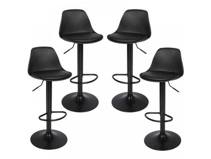 MIPAN.Lot de 4 tabourets de Bar - Tabouret de Bar en Pu - Tabourets de Bar Cuisine - Rotative à 360 + Réglable en Hauteur - Noir