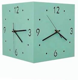 Uplift Picks Modern Double Sided Corner Wall Clock With Silent Movement blue 26x26x3cm no Light