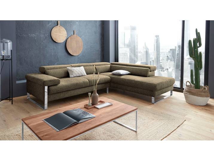 Ecksofa, Flachgewebe, Schwarz, 281×230×71 cm, L-Form & Hochwertige Verarbeitung, Modern, W.SCHILLIG
