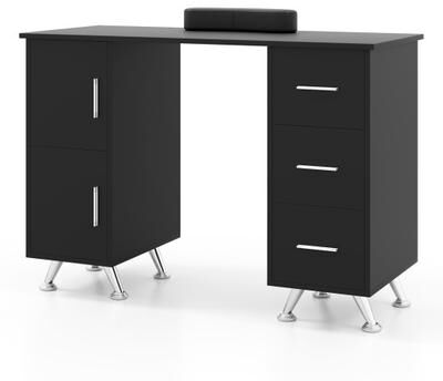 Costway Wooden Manicure Table Nail Desk with Drawers Wrist Rest-Black