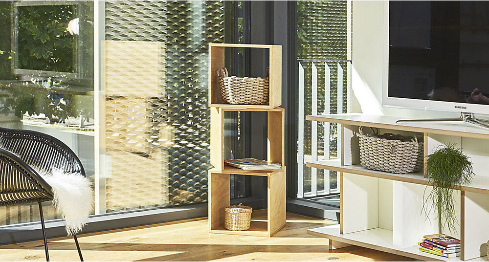 Beistelltisch CUBE, HxBxT jeweils 350 mm, Buche Multiplex Tojo