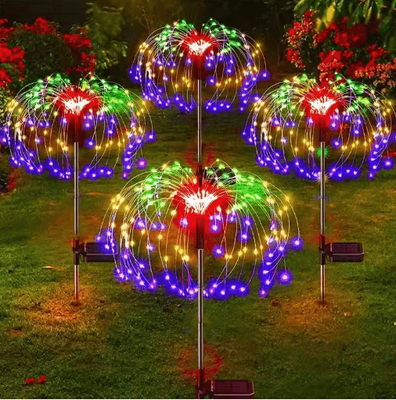 Inspire Picks LED Solar Firework Lights Waterproof Dandelion Garden Lights For Outdoor Landscape Decor 60led Colorful