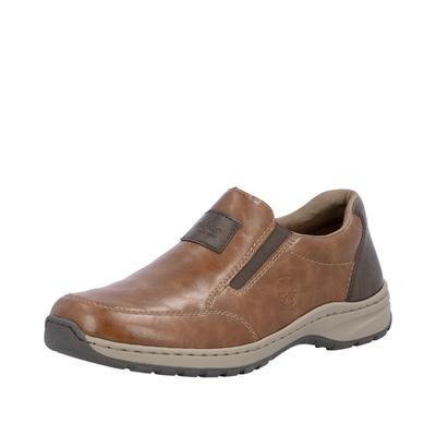 Slipper RIEKER, Herren, Gr. 42, Synthetik Textil, braun, Lederimitat, Schuhe Slipper, Schlupfschuh, Halbschuh, Freizeitschuh in bequemer Weite G (weit)