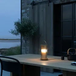 Nordlux Linton elegante Tischlampe Messing Spritzwasser geschützt großflächige Lichtquelle
