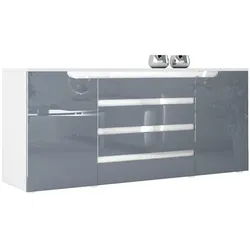 SIDEBOARD Sintra Grau Hochglanz / Weiß Hochglanz