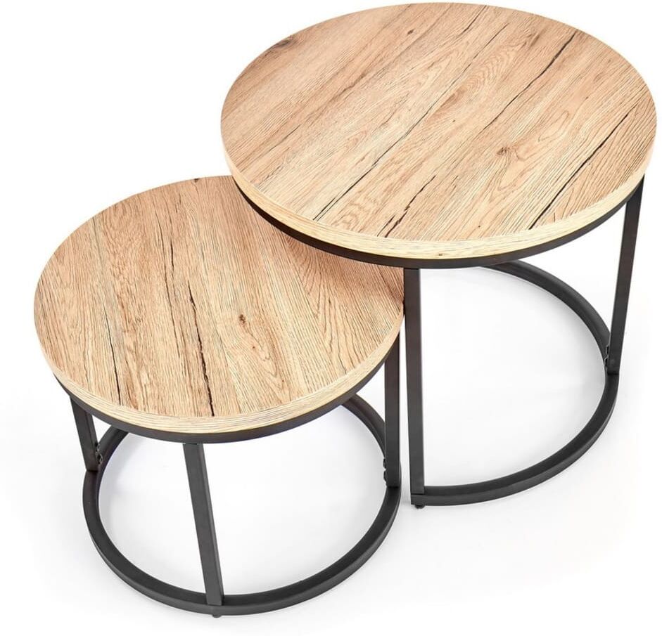 MSO Tables gigognes rondes couleur bois Marron 53x35x53cm