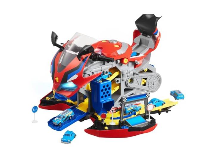 VEVOR Jouet Moteur Moto\, 25 Pièces\, Jouet Mécanicien Moto avec Pièces Amovibles\, Lumières et Sons\, Simulation de Conduite et de Course sur Piste\, Atelier de Mécanique pour Enfants 3 Ans et Plus\, Rouge
