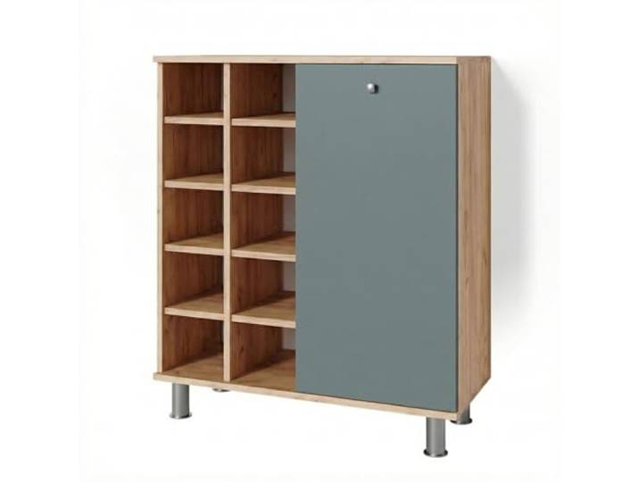 Vicco Wäscheschrank Fynn , Grün 78.4 x 91.6 cm 1 Tür · 12 Ablagefächer · Mit kippbarem Wäschekorb · Übersichtliche Aufbewahrung · Übersichtliche Aufbewahrung
