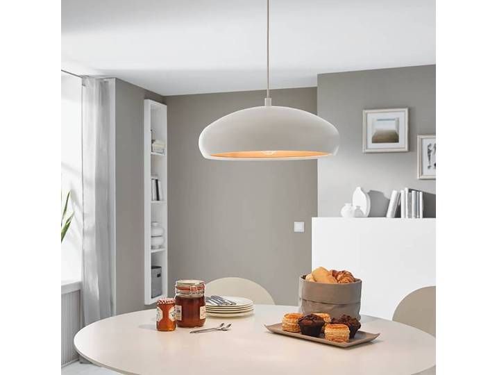 Suspension Mogano Ø 40cm Blanc/Blanc/Cuivre Acier cuivré E27