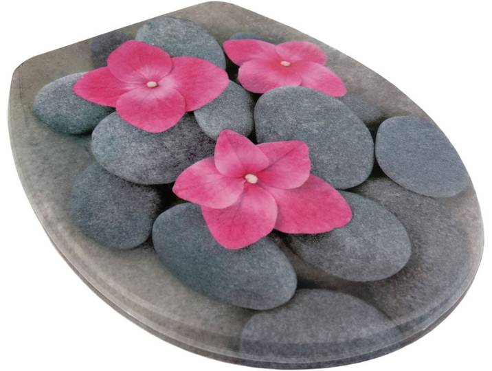 WC-Sitz WELLTIME Classic Decor , bunt (pink blossom), B:37cm L:45cm, Duroplast, WC-Sitze, WC-Sitz, Kratzfester Duroplast Klo-Sitz mit Absenkautomatik & Schnellverschluss