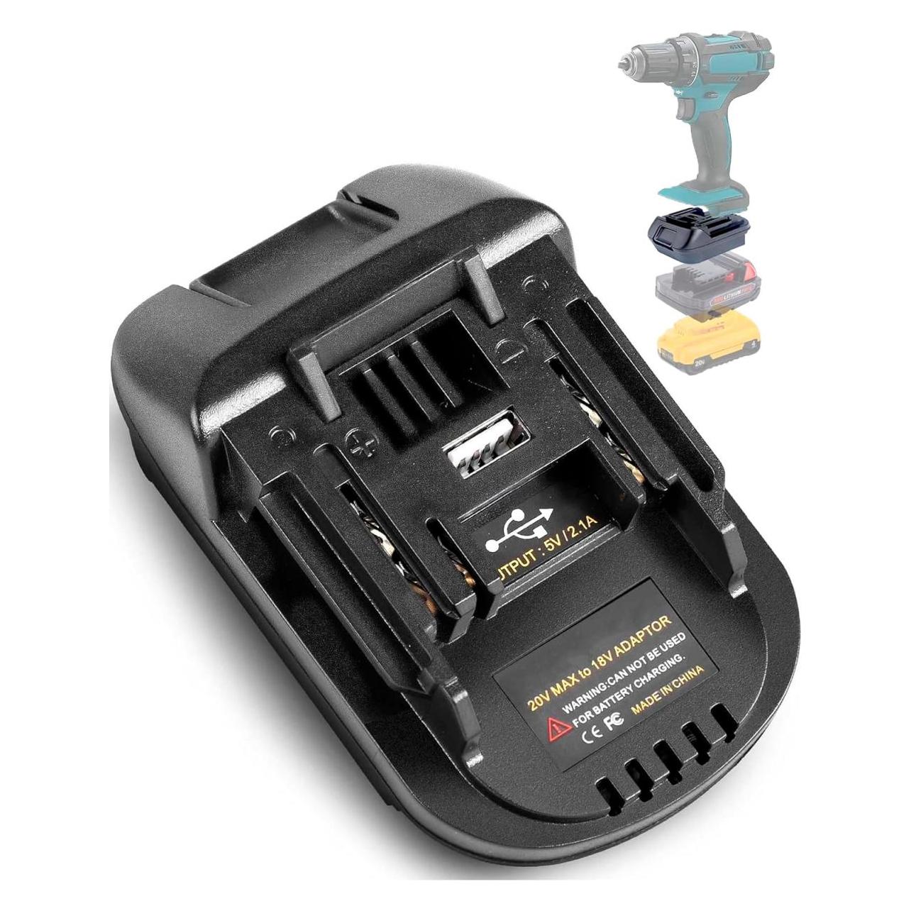LKD Akku-Adapter - DeWalt/Milwaukee 18V/20V für Makita 18V-Lithium-Elektrowerkzeuge (18 V) (69479182)