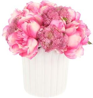 Creative Labs Peonies and Sedum in Ceramic Vase - 10