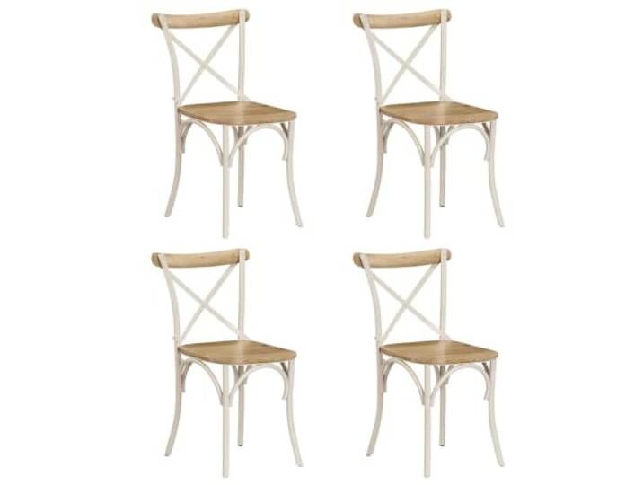 HMDNGOUT Esszimmerstühle 4 STK. Weiß Mango-Massivholz Stahlrahmen,bis 110 kg pro Sitzplatz,offene Rückenlehne,Retro-Stil,handgefertigt,klassisches Design