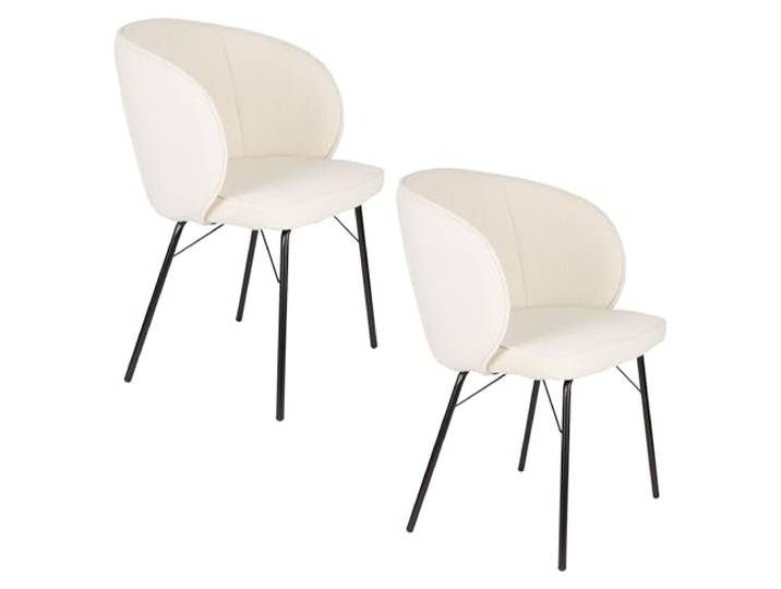 Housecraft living JOA Esstischstuhl Bouclé Weiß - 2 er Set