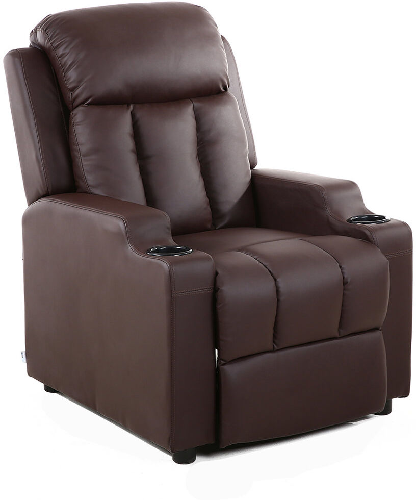 Latitude Run Adel Bonded Leather Manual Push Back Home Cinema Recliner Chair Brown 104cm H X 82cm W X 88cm D