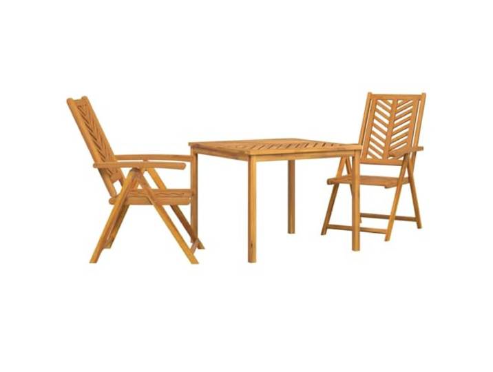 HKQWPBF Garten Essgruppe 3 STK. Braun Massivholz Akazie Moderner Stil, geölte Oberfläche, Rückenlehne, Armlehne, stabile Beine, glatte Tischplatte