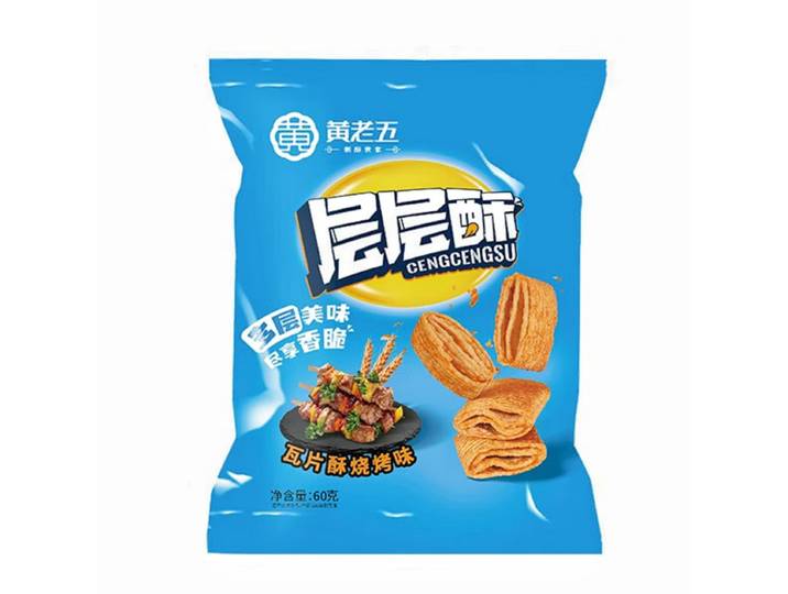 Huanglaowu Laagjes Knapperig Dakpan Knapperig Barbecue Smaak 60g