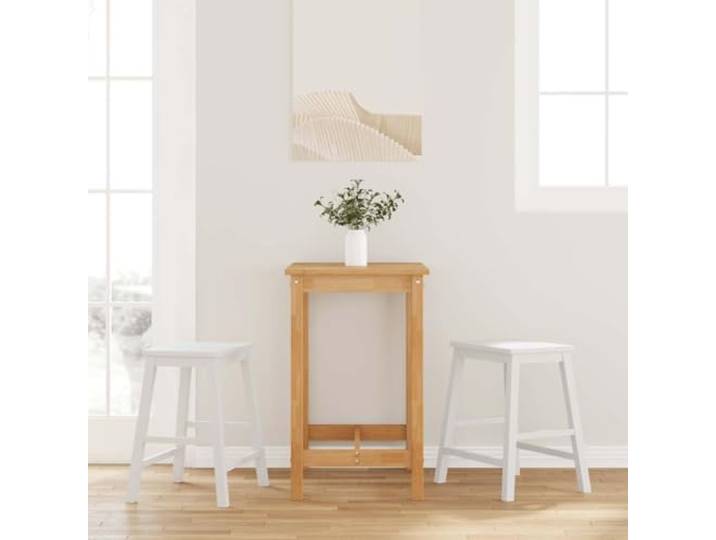 VIHHQGC Barstühle 2 STK. Weiß Massivholz Gummibaum mit Rückenlehne Gummibaumholz, stoßfest, langlebig, glatte Oberfläche, feucht abwischbar, modernes Design, multifunktional