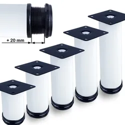 ID Dinkel Möbelfuße verstellbar 50mm Sofafuß Küchenfuß Sockelfüße Bettfüße Bein Weiß 120 mm