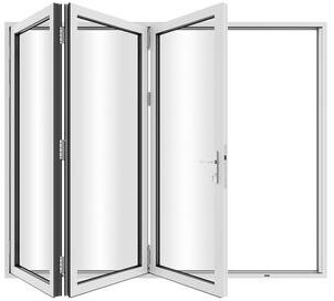 "KaMic 108""×96"" 3 Panels Aluminum Folding Door In White,Folded Out From Right To Left Model #:FD3PWH10896-RL"