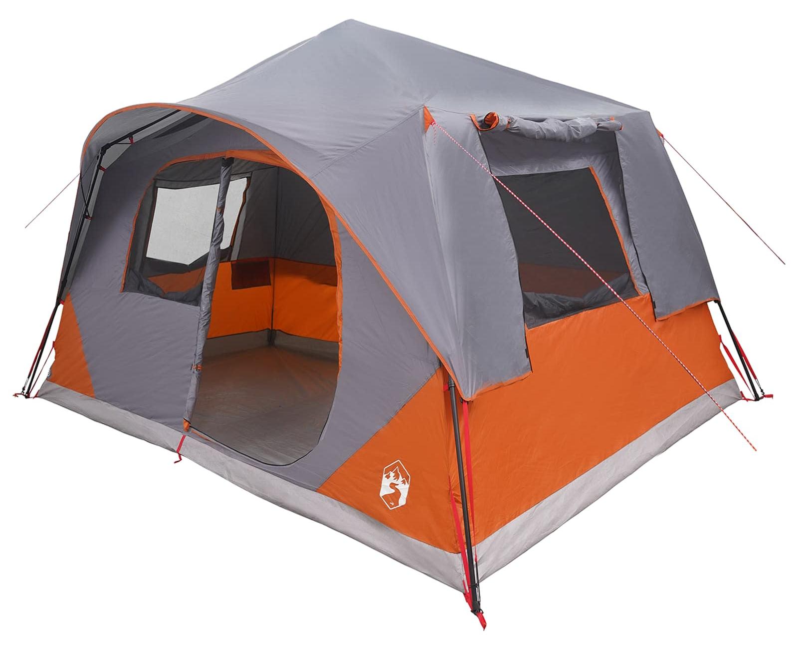 Sofort Zelt 8 Personen Grau und Orange Polyester und Stahl