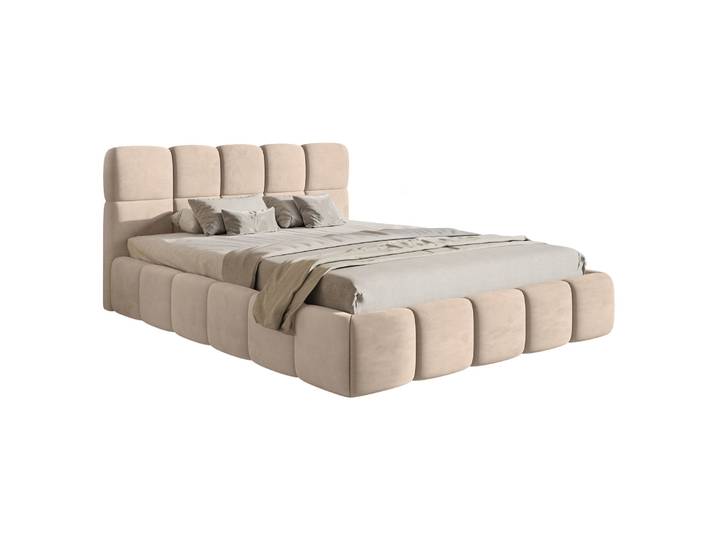 Polsterbett 160x200 cm Cloudy mit Stauraum, beige, Velours,