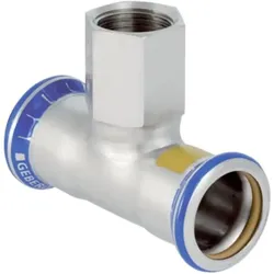 Geberit, Rohrverbindungstechnik, Gas-T-Stück Mapress d 35xRp 3/4, f Nat u Fl.-Gas, Edelstahl (T-Verbindung)
