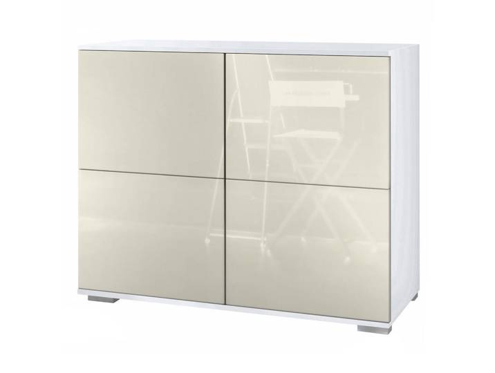 Vladon Kommode Rova Creme Hochglanz, 92.5x75.5x35 cm, Kleinmöbel, Kommoden, Kommoden