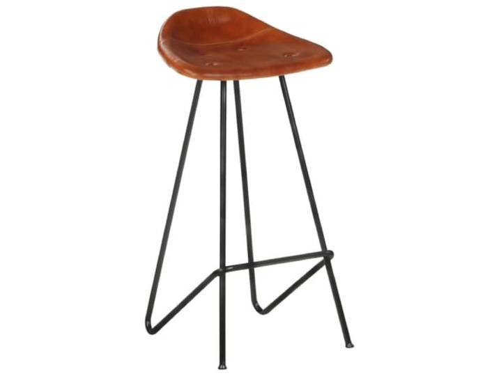 GPUTYGHN Barhocker 4 STK. Braun Echtleder Ziegenleder, pulverbeschichtetes Eisengestell, max. 110 kg pro Sitzplatz, Industrial-Stil