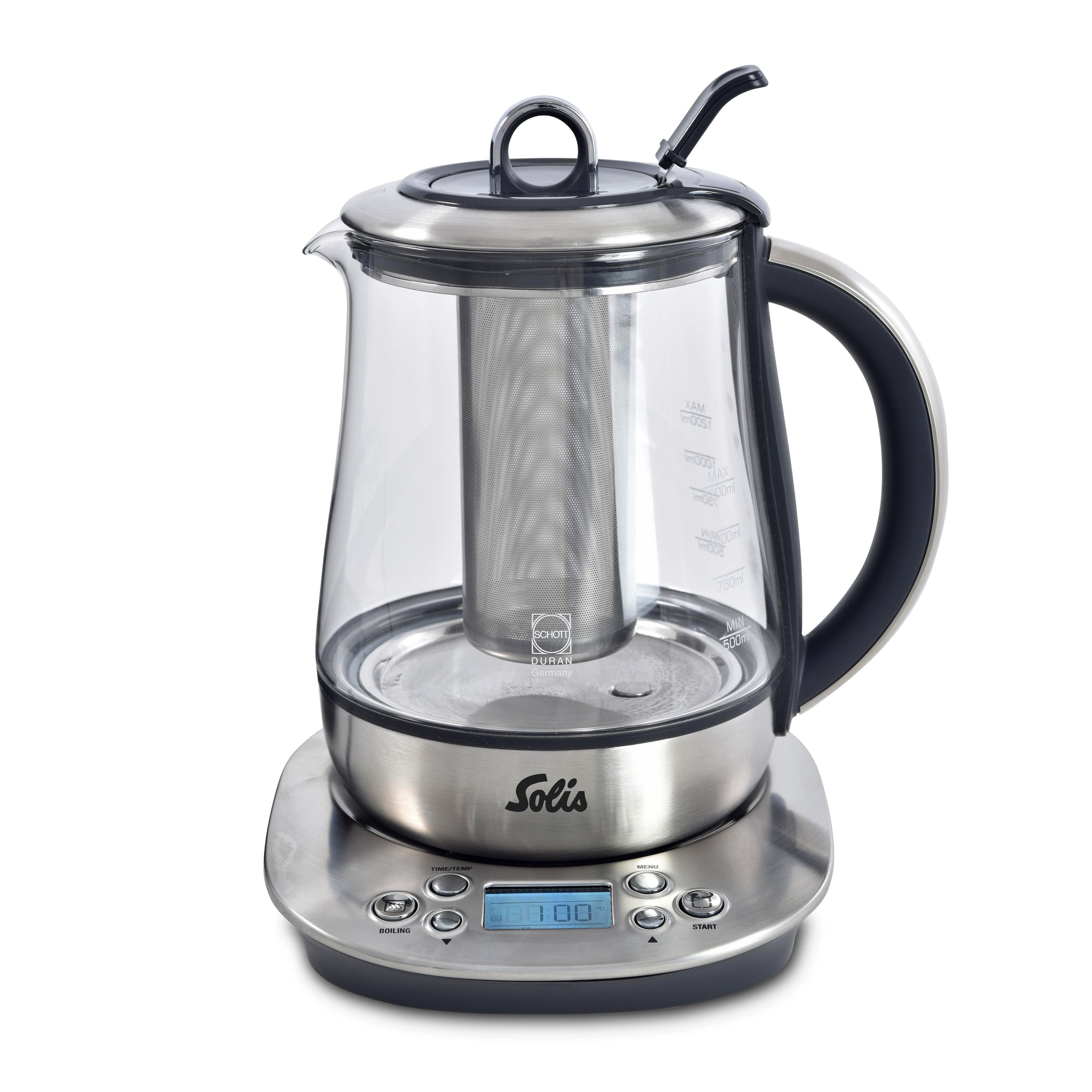 Solis Tee- & Wasserkocher, 1,2 L Volumen, Programmierbare Tee Tasten, 360° Basis