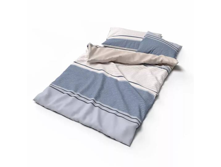 Lotus Bettwaren - Duvetbezug Flanell Elif, Elif Flanell Duvetbezug Gestreift, 240 x 240 cm, Blau