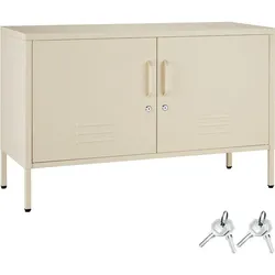 TecTake GmbH tectake Sideboard Baker, Magnetverschluss, verstellbarer Boden  Creme