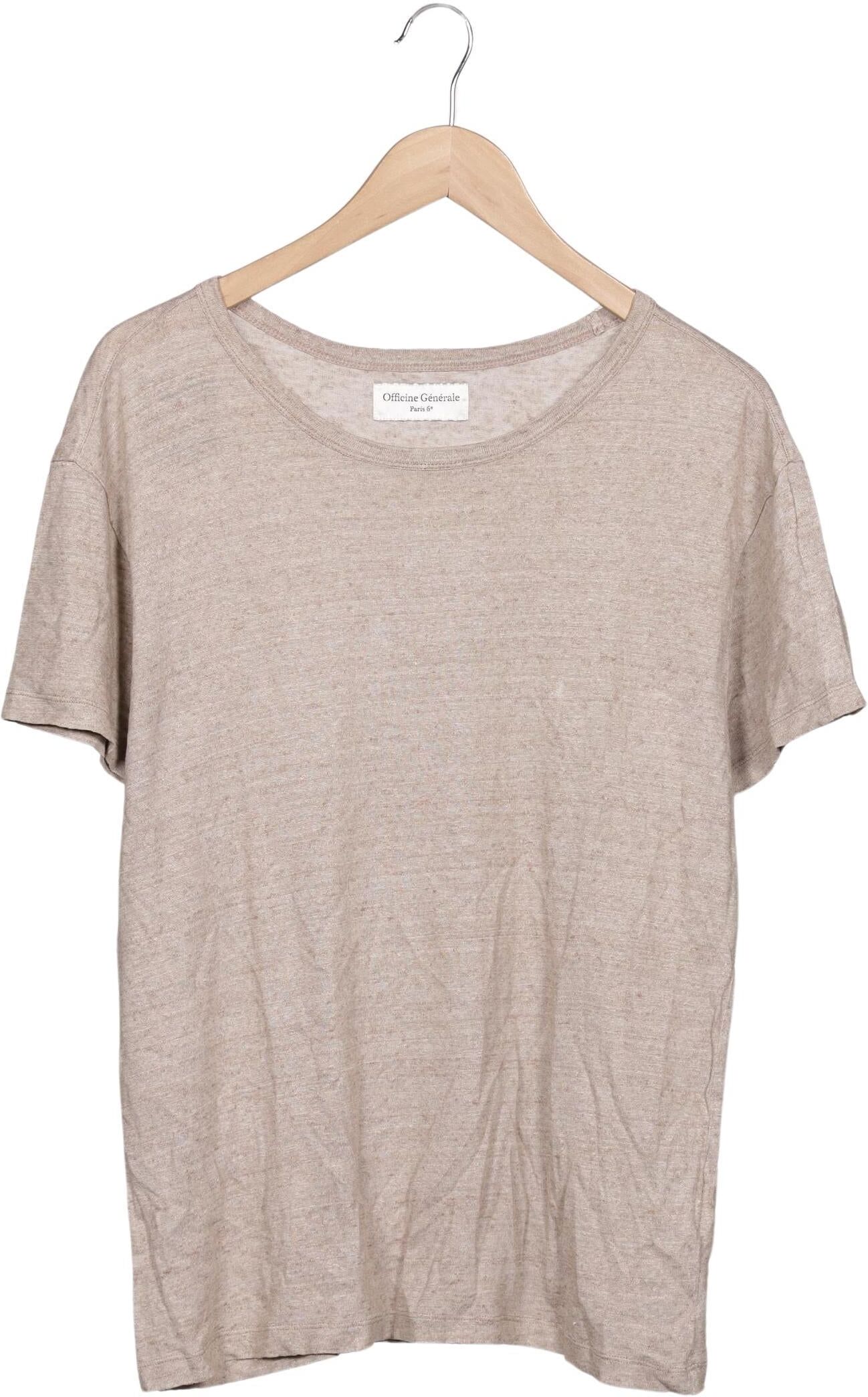 Officine Generale Damen T-Shirt, Beige, Gr. L, Leder / Elasthan - Second Hand
