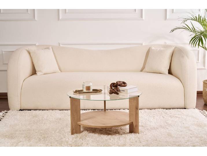 Skye Decor\, Clara - Sapphire Oak\, transparent\, table basse\, chêne saphir\, plateau 100 % mélaminé\, 75 x 75 x 40 cm