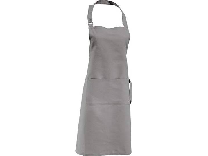 Erwin Müller Koch-Schürze, Küchenschürze Uni 100% Baumwolle grau Größe 72x90 cm - verstellbare Halsschlaufe, mit Aufsatztasche und Bindeband