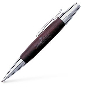 Faber-Castell Drehbleistift e-motion Birnbaum, dunkelbraun, aus Holz, Griffstück aus Metall, Härte B, Minenstärke 1.4 mm