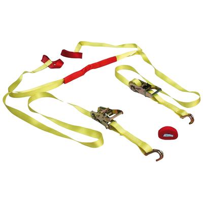 Spanngurt LAS, gelb (gelb, rot), B:2,5cm L:350cm, Polyester, Spanngurte, mit Ratsche und J-Haken