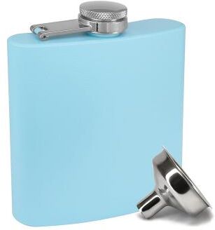 Inspire Daily Merch Leak Proof Hip Flask With Funnel Stainless Steel Drinking Flask For Liquor Whiskey Camping sky Blue