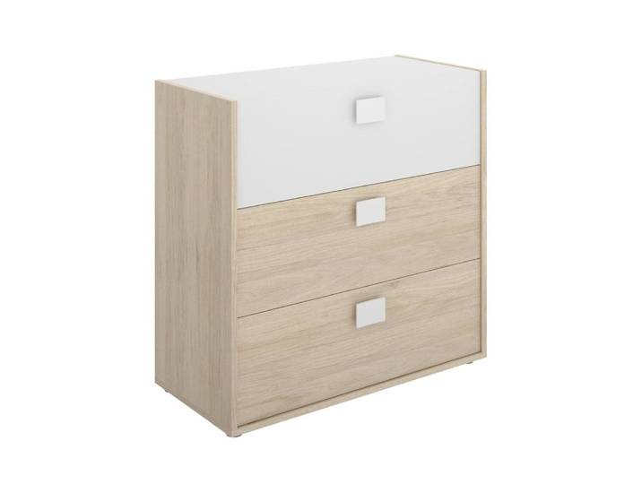 Commode effet bois beige, blanc 80x43 cm