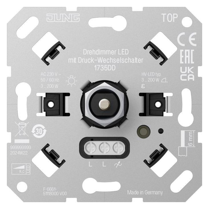 JUNG Drehdimmer LED 1735 DD m.Druck-Wechselschalter (1735DD-Jung-)