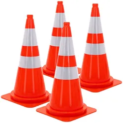 ECD Germany Pylonen groß 75 cm Verkehrshütchen Orange Verkehrskegel Leitkegel Reflexstreifen Warnkegel Verkehrsleitkegel Absperrkegel Absperrhütchen