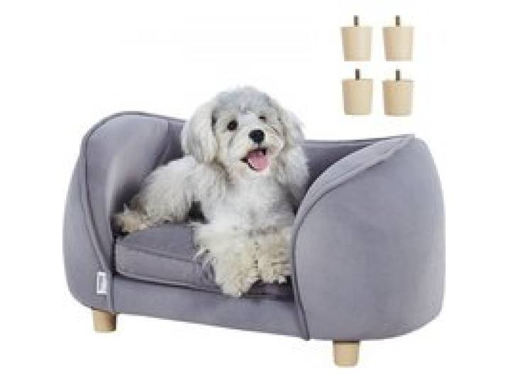VEVOR Haustiersofa, Hundecouch für kleine Hunde und Katzen, weiches samtiges Hundesofabett, 30 kg belastbares Katzensofa, Hundebett, Haustierbett Dunkelgrau
