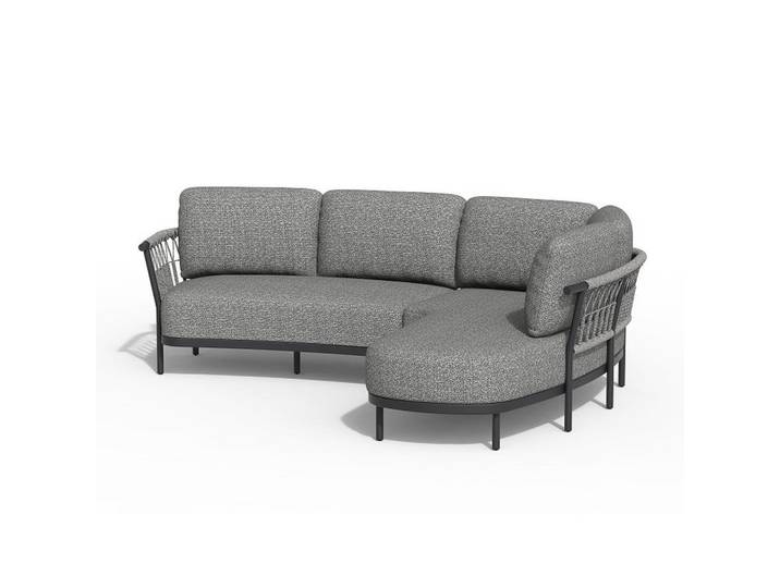 Tierra Outdoor Loungegarnitur, Grau, Metall, Textil, Füllung: Komfortschaum,Komfortschaum, Ottomane rechts, L-Form, 287x214 cm, lichtecht, wetterbeständig, Gartenmöbel, Loungemöbel, Lounge-Serien