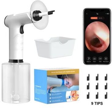 Uplifted Goods Electric Ear Wax Cleaner With Adjustable Water Pressure And Soft Spray Tip white