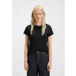HUGO für Damen. 50417212 Einfarbiges T-shirt schwarz (S), Lässig, Baumwolle, Kurzarm