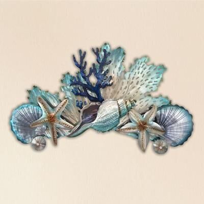 Copper Art Inc. Majestic Shells Large Wall Sculpture Multi Cool, Large, Multi Cool